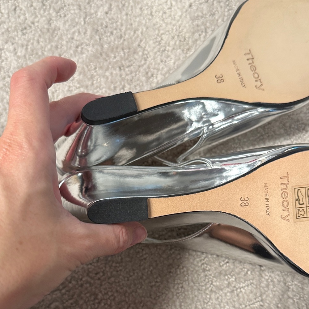 Theory Silver Slingback Wedges - Picture 4 of 6